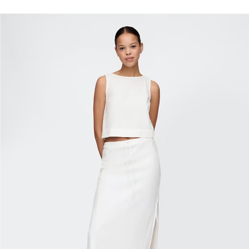 Gap Elegant White Maxi Linen Skirt